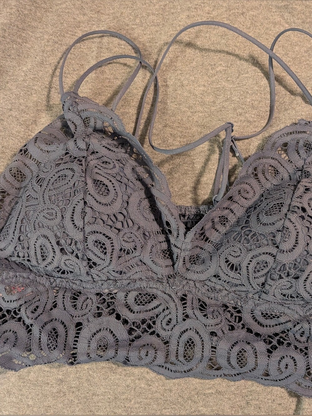 PINK Victoria's Secret Blue Gray Lace Paisley Bralette Bra